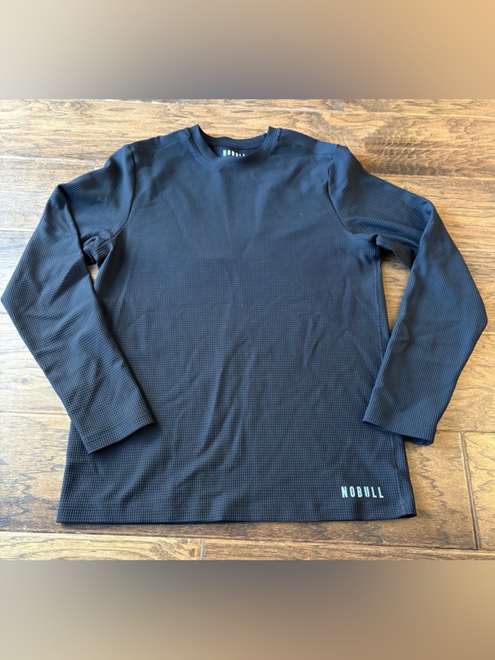 NOBULL Black Long Sleeve Waffle-Texture Crew